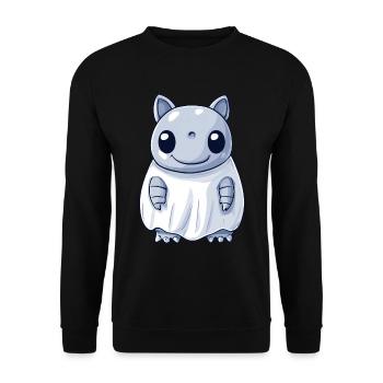 Gürteltier Halloween Comic Geist - Unisex Pullover - Schwarz - Vorne - Alina (178cm) & Michal (187cm)