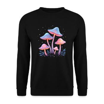 Mystical forest art with mushrooms - Unisex Sweatshirt - black - Front - Alina (178cm) & Michal (187cm)