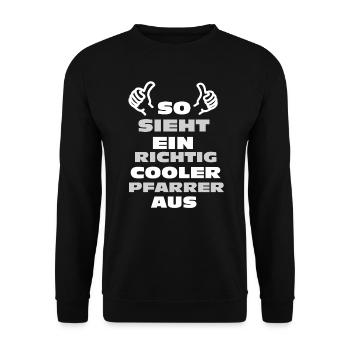 Pfarrer Priester Diakon Geistlicher Geschenk Shirt - Unisex Pullover - Schwarz - Vorne - Alina (178cm) & Michal (187cm)
