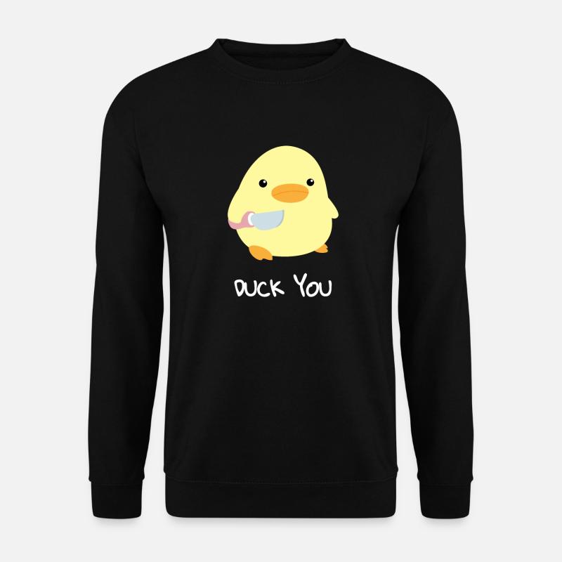Duck you - Duck with knife Meme - Ente mit Messer - Unisex Pullover - Schwarz