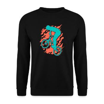 BMX Fahrrad Motiv Junge Freestyle BMX Kinder - Unisex Pullover - Schwarz - Vorne - Alina (178cm) & Michal (187cm)
