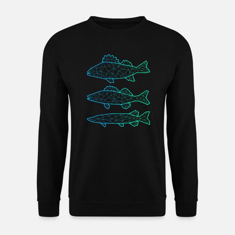 Raubfisch Angeln Polygon Barsch Zander Hecht - Unisex Pullover - Schwarz