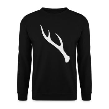 Stange (Sechsender) Geweih Rehbock LINKS - Unisex Pullover - Schwarz - Vorne - Alina (178cm) & Michal (187cm)