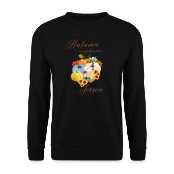 Autumn is my favorite season- Es lebe der Herbst - Unisex Pullover - Schwarz - Vorne - Alina (178cm) & Michal (187cm)