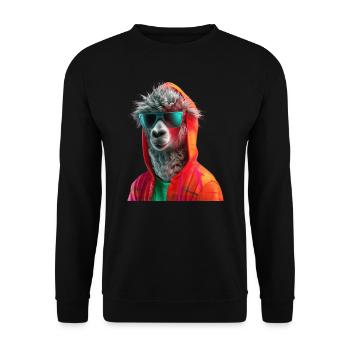 Llama with Sunglasses Colorful Cool Alpaca Llama - Unisex Sweatshirt - black - Front - Alina (178cm) & Michal (187cm)