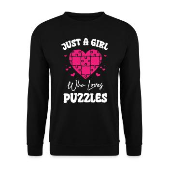 Just A Girl Who Loves Puzzles - Unisex Sweatshirt - black - Front - Alina (178cm) & Michal (187cm)