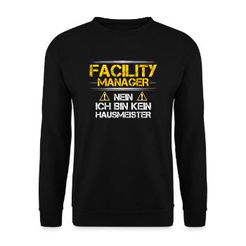 Facility Manager/Hausmeister/Management/Geschenk - Unisex Pullover - Schwarz - Vorne - Alina (178cm) & Michal (187cm)