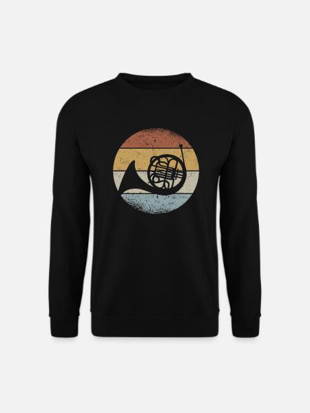 Retro Waldhorn Hornist Orchester Horn Musiker - Unisex Pullover - Schwarz