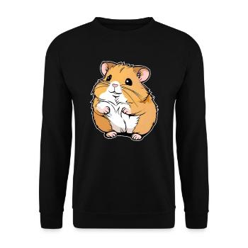 Dicker niedlicher Gold Hamster - Unisex Pullover - Schwarz - Vorne - Alina (178cm) & Michal (187cm)