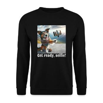 Mach dich bereit, Selfie-3 - Unisex Pullover - Schwarz - Vorne - Alina (178cm) & Michal (187cm)