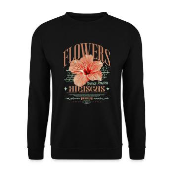 Hibiscus Flower Hibiscus Flower - Unisex Sweatshirt - black - Front - Alina (178cm) & Michal (187cm)