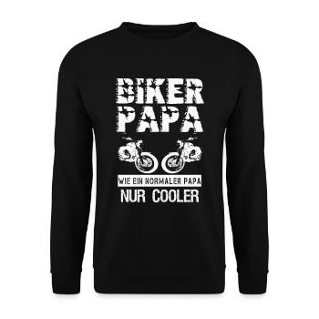 Motorrad Papa Geschenk Biker Geschenkidee - Unisex Pullover - Schwarz - Vorne - Alina (178cm) & Michal (187cm)