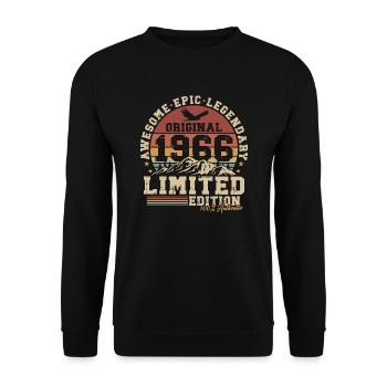 1966 Vintage Vintage Rétro Cadeau d’anniversaire - Sweat-shirt Unisexe - noir - Devant - Alina (178cm) & Michal (187cm)
