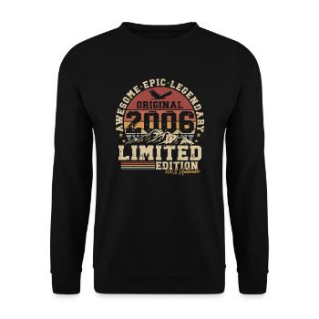 2006 Jahrgang Vintage Retro Geburtstag Geschenk - Unisex Pullover - Schwarz - Vorne - Alina (178cm) & Michal (187cm)