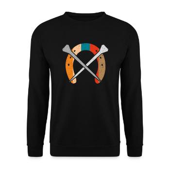 Fer à cheval, maréchal-ferrant, forgeron vintage - Sweat-shirt Unisexe - noir - Devant - Alina (178cm) & Michal (187cm)