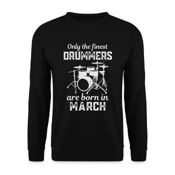 Schlagzeuger Geboren im März Geburtstag Schlagzeuger - Unisex Pullover - Schwarz - Vorne - Alina (178cm) & Michal (187cm)