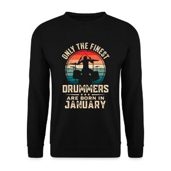 Schlagzeuger Geboren im Januar Geburtstag Schlagzeuger - Unisex Pullover - Schwarz - Vorne - Alina (178cm) & Michal (187cm)