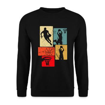 Retro Style Basketball - Unisex Sweatshirt - black - Front - Alina (178cm) & Michal (187cm)