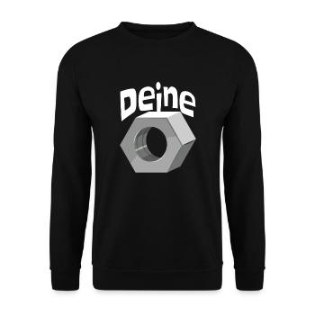 Deine Mutter Schraubenmutter Schlosser Handwerker - Unisex Pullover - Schwarz - Vorne - Alina (178cm) & Michal (187cm)