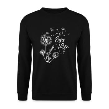 Enjoy Pusteblume Life Löwenzahn Sommer Frühling - Unisex Pullover - Schwarz - Vorne - Alina (178cm) & Michal (187cm)