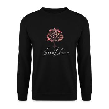 Just Breathe Tree Spring Yoga Meditation Summer - Unisex Sweatshirt - black - Front - Alina (178cm) & Michal (187cm)