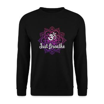Just Namaste Breathe Yoga Mandala Zen Lotus Tattoo - Unisex Pullover - Schwarz - Vorne - Alina (178cm) & Michal (187cm)