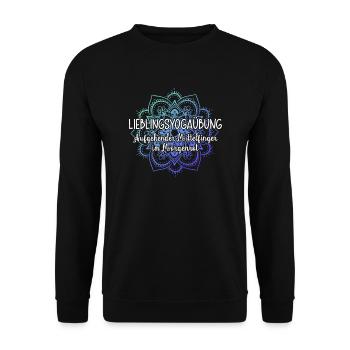 Aufgehender Mittelfinger im Morgenrot Yoga Mandala - Unisex Pullover - Schwarz - Vorne - Alina (178cm) & Michal (187cm)