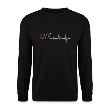 Heartbeat Retro Birthday Vintage 1974 Vintage - Unisex Sweatshirt - black - Front - Alina (178cm) & Michal (187cm)