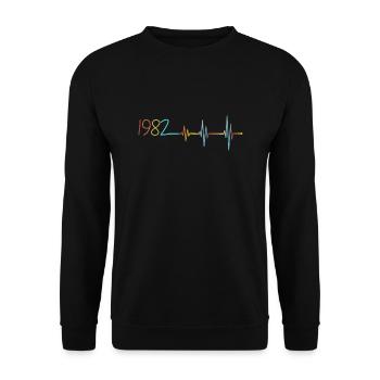 Heartbeat Retro Birthday Vintage 1982 Vintage - Unisex Sweatshirt - black - Front - Alina (178cm) & Michal (187cm)