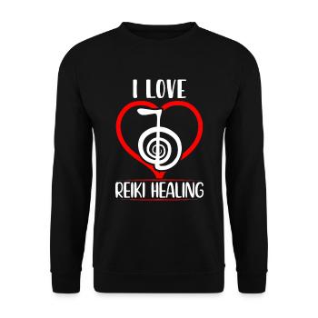 Reiki Sayings for Reiki Masters | Reiki Gifts - Unisex Sweatshirt - black - Front - Alina (178cm) & Michal (187cm)