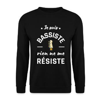 Humour bassiste homme femme basse musique - Sweat-shirt Unisexe - noir - Devant - Alina (178cm) & Michal (187cm)