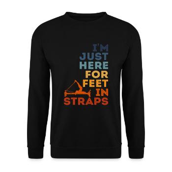 Je suis juste ici pour les pieds en sangle pilate insctructor - Sweat-shirt Unisexe - noir - Devant - Alina (178cm) & Michal (187cm)