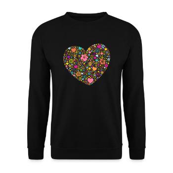 Cœurs Fleurs Fleurs Signe de Paix Yin et Yang - Sweat-shirt Unisexe - noir - Devant - Alina (178cm) & Michal (187cm)