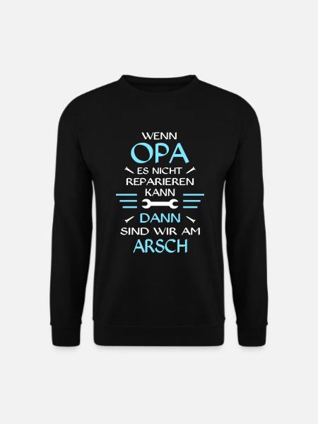 Wenn Opa es nicht reparieren kann Sprüche Geschenk - Unisex Pullover - Schwarz