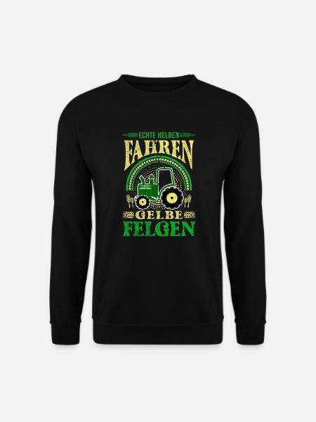 Echte Helden Fahren gelbe Felgen Landwirt Traktor - Unisex Pullover - Schwarz