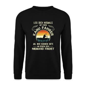 Kanu Kanufahrer Vintage Kanu - Unisex Pullover - Schwarz - Vorne - Alina (178cm) & Michal (187cm)