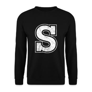 Buchstabe S - Unisex Pullover - Schwarz - Vorne - Alina (178cm) & Michal (187cm)
