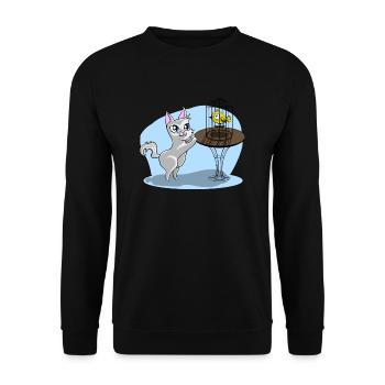 Chat avec oiseau - Sweat-shirt Unisexe - noir - Devant - Alina (178cm) & Michal (187cm)
