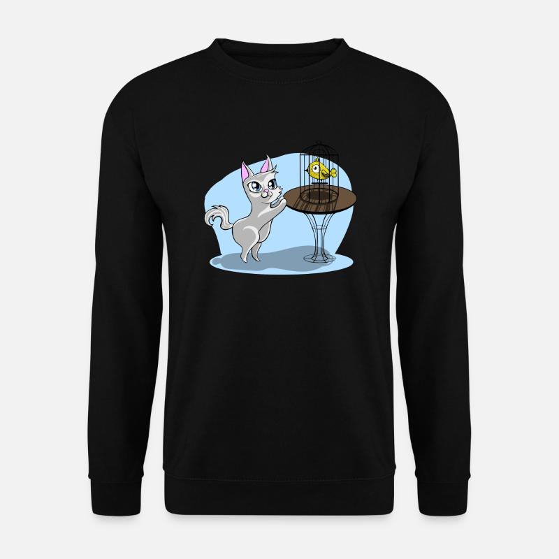 Chat avec oiseau - Sweat-shirt Unisexe - noir