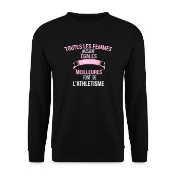 l athletisme cadeau humour - Sweat-shirt Unisexe - noir - Devant - Alina (178cm) & Michal (187cm)