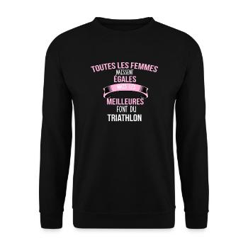 Triathlon cadeau humour - Sweat-shirt Unisexe - noir - Devant - Alina (178cm) & Michal (187cm)