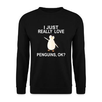 Funny Penguin Gift I Just Really Love Penguins - Unisex Sweatshirt - black - Front - Alina (178cm) & Michal (187cm)