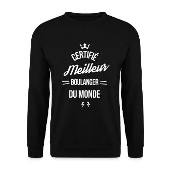 Certifié Meilleur Boulanger du Monde - Sweat-shirt Unisexe - noir - Devant - Alina (178cm) & Michal (187cm)