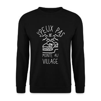 J'peux pas je monte au village - Sweat-shirt Unisexe - noir - Devant - Alina (178cm) & Michal (187cm)