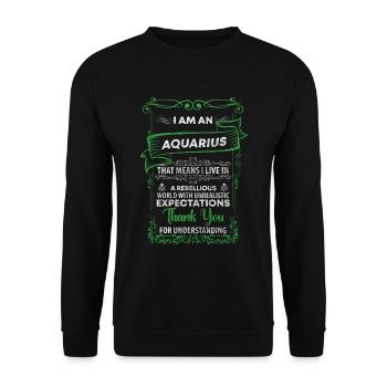 Wassermann Geburtstag Aberglaube - Unisex Pullover - Schwarz - Vorne - Alina (178cm) & Michal (187cm)