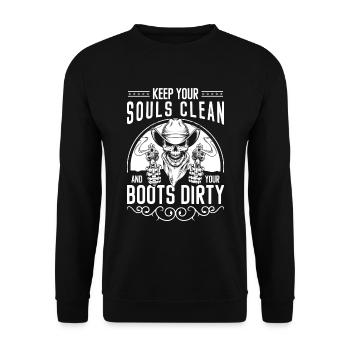 Western Wild Wanted Sheriff - Unisex Sweatshirt - black - Front - Alina (178cm) & Michal (187cm)