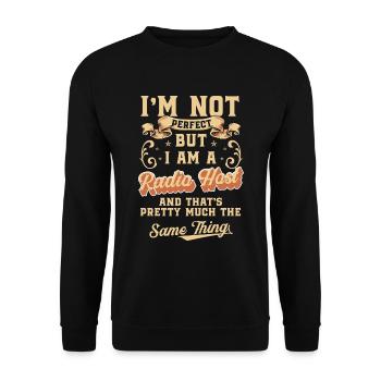 Moderator Ankündigung Programmsprecher Stimme - Unisex Pullover - Schwarz - Vorne - Alina (178cm) & Michal (187cm)