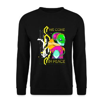 Zukunft Retro Synthwave Scifi - Unisex Pullover - Schwarz - Vorne - Alina (178cm) & Michal (187cm)