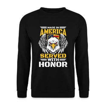 USA Flagge Amerikanischer Traum Tourismus - Unisex Pullover - Schwarz - Vorne - Alina (178cm) & Michal (187cm)