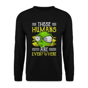 Ufo Area 51 Invasion - Unisex Pullover - Schwarz - Vorne - Alina (178cm) & Michal (187cm)